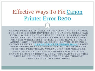 How to Fix Canon Printer Error B200?