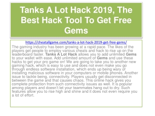 Tanks A Lot Hack 2019, The Best Hack Tool To Get Free Gems