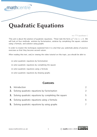 Quadratic equations