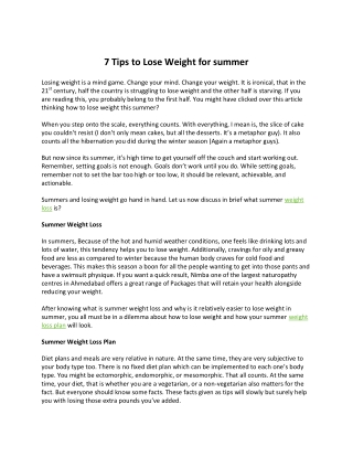 7 Tips to Lose Weight for summer