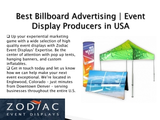 Best Billboard Advertising | Event Display Producers in USA