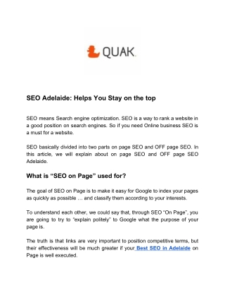 SEO Adelaide: Helps You Stay on the top