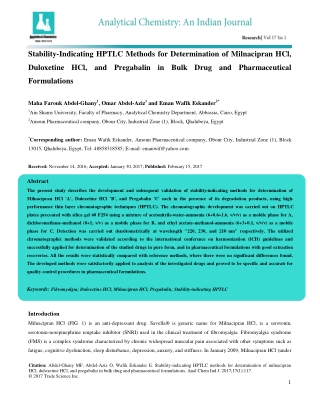 Stability-Indicating HPTLC Methods for Determination of Milnacipran HCl, Duloxetine HCl, and Pregabalin in Bulk Drug and