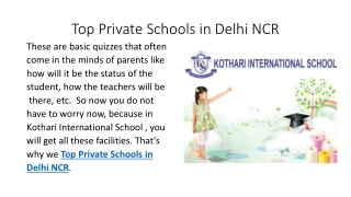 Top Private Schools in Delhi NCR