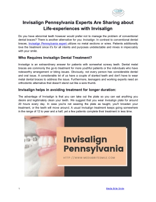 Invisalign Pennsylvania Experts Are Sharing about Life-experiences with Invisalign