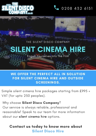 Silent Cinema Hire in UK