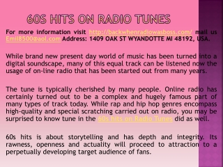 60s hits on Radio Tunes