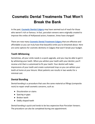 Cosmetic Dental Treatments That Won’t Break the Bank