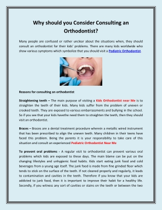 Why should you Consider Consulting an Orthodontist?