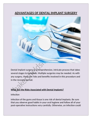 ADVANTAGES OF DENTAL IMPLANT SURGERY