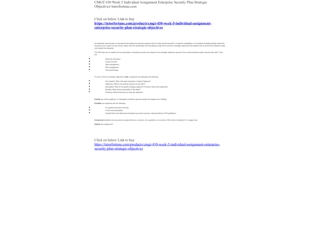 CMGT 430 Week 5 Individual Assignment Enterprise Security Plan Strategic Objectives//tutorfortune.com