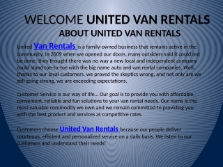 Get Joyful Ride With United Van Rentals