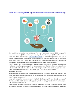 Print Shop Management Tip: Follow Developments in B2E Marketing