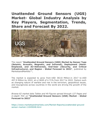 Unattended Ground Sensors (UGS) Market- Global Industry Analysis by Key Players, Segmentation, Trends, Share and Forecas