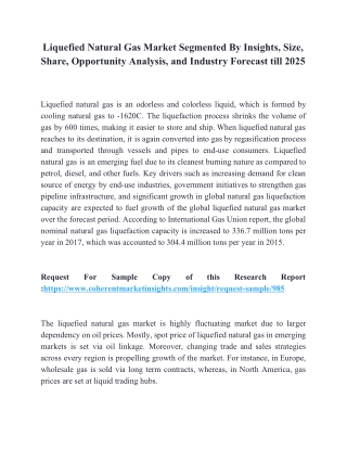 Liquefied Natural Gas Market Segmented By Insights, Size, Share, Opportunity Analysis, and Industry Forecast till 2025