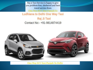 One Way SUV Taxi Punjab To Delhi