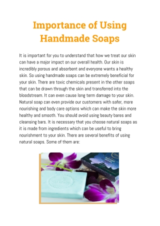 Importance of Using Handmade Soaps