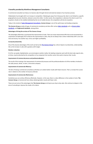 5 benefits provided by Workforce Management Consultants: