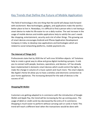 Key Trends that Define the Future of Mobile Application
