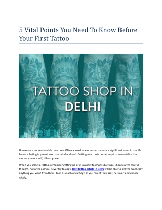 5 Vital Points You Need To Know Before Your First Tattoo