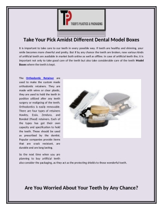 Take Your Pick Amidst Different Dental Model Boxes