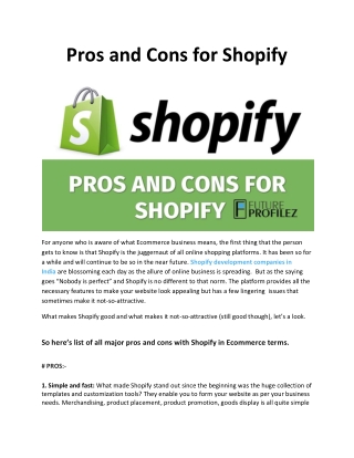 Pros and Cons for Shopify