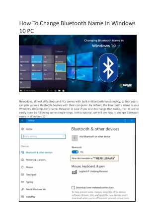 How To Change Bluetooth Name In Windows 10 PC
