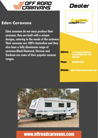 Eden Caravans - Off Road Caravans Dealer