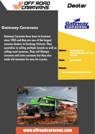 Gateway Caravans - Off Road Caravans Dealer