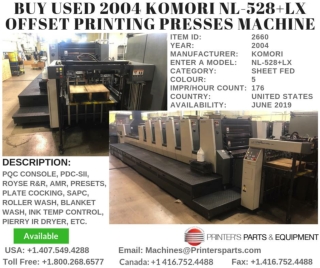 Buy Used 2004 Komori NL-528 LX Offset Printing Presses Machine
