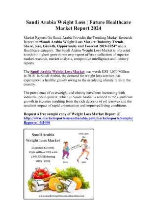 Saudi Arabia Weight Loss | Future Market Report 2024
