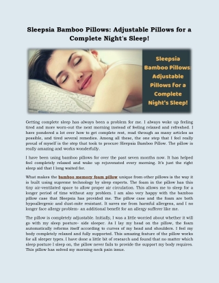 Sleepsia Bamboo Pillows: Adjustable Pillows for a Complete Night's Sleep!