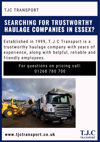 Heavy Road Haulage in Essex