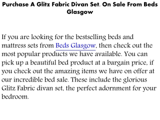 Purchase A Glitz Fabric Divan Set. On Sale From Beds Glasgow