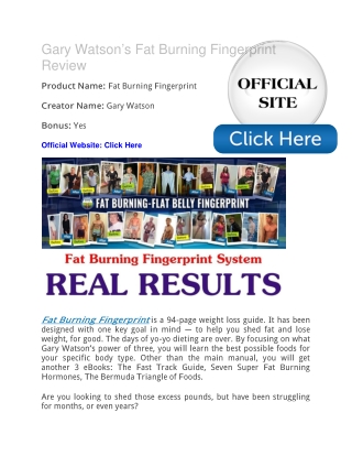 Gary Watson’s Fat Burning Fingerprint PDF Free Download