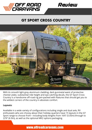 Roadstar – GT Sport Cross Country Review - Off Road Caravans