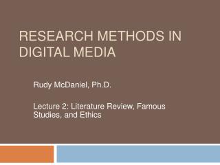 Research Methods in Digital Media