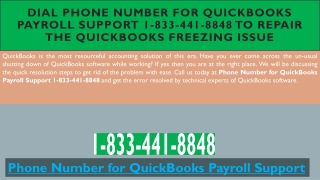 Phone Number for QuickBooks Payroll Support 1-833-441-8848