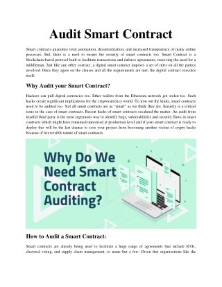 Audit Smart Contract
