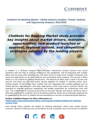 Chatbots for Banking Market - Global Industry Insights, Trends, Outlook, and Opportunity Analysis, 2018-2026