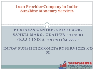 Loan Provider Company in India-Sunshine Monetary Services