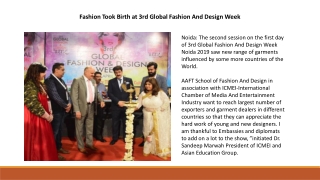 Fashion Took Birth at 3rd Global Fashion And Design Week