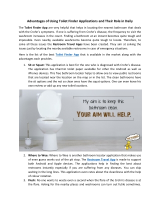 Advantages of Using Toilet Finder Applications and Their Role in Daily