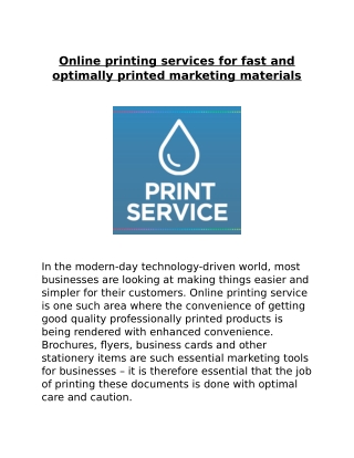 Online printing services for fast and optimally printed marketing materials