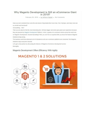 Reasons Why Magento Development is Still Giant in 2019