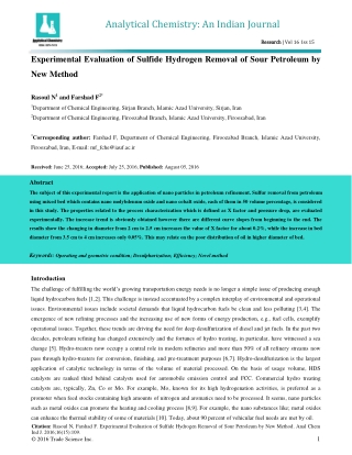 Experimental Evaluation of Sulfide Hydrogen Removal of Sour Petroleum by New Method