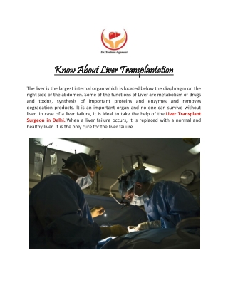 Know About Liver Transplantation