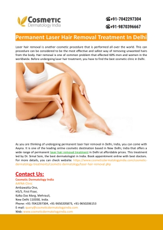Permanent Laser Hair Removal Delhi