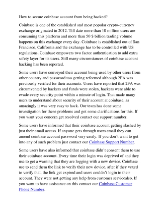 How to secure coinbase account from being hacked?