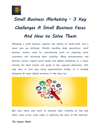 Small Business Marketing - 3 Key Challenges A Small Business Faces And How to Solve Them